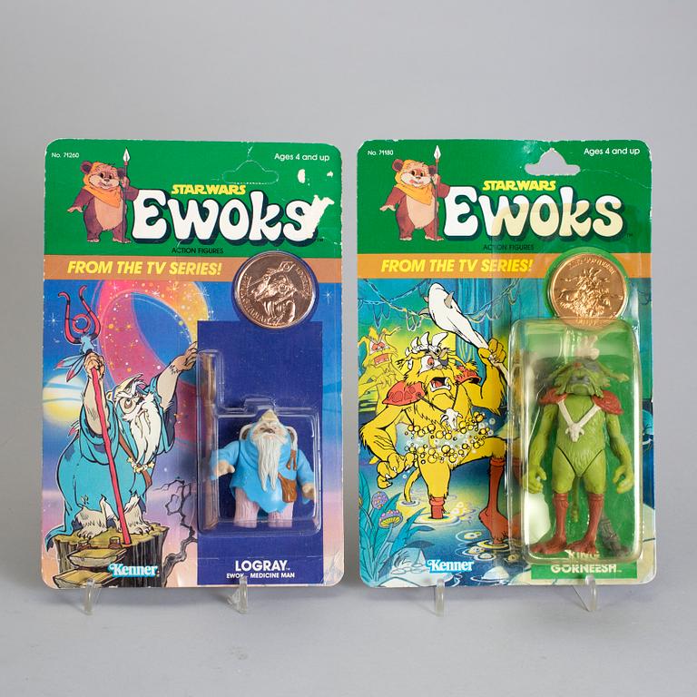 STAR WARS, 4 stycken actionfigurer i förpackning, Kenner, 1980-tal.