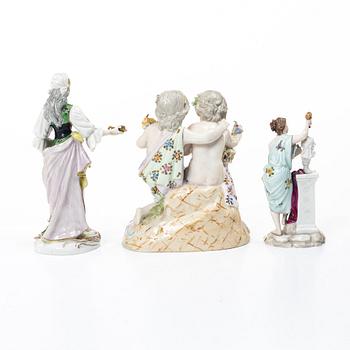 Figuriner, tre stycken, porslin, Tyskland, 1900-tal.