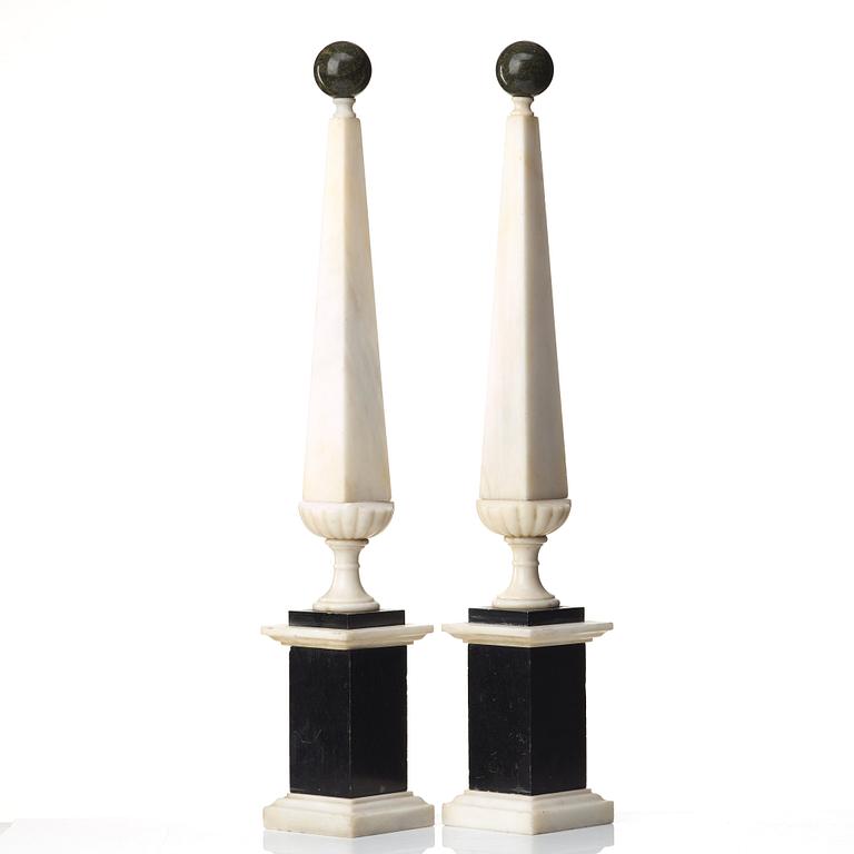 A pair of 19 th Century presumably Italien obelisks.