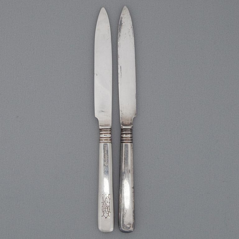 FRUKTKNIVAR, 12 st, silver, Borgå 1921. Tot. vikt ca. 283,3 g.