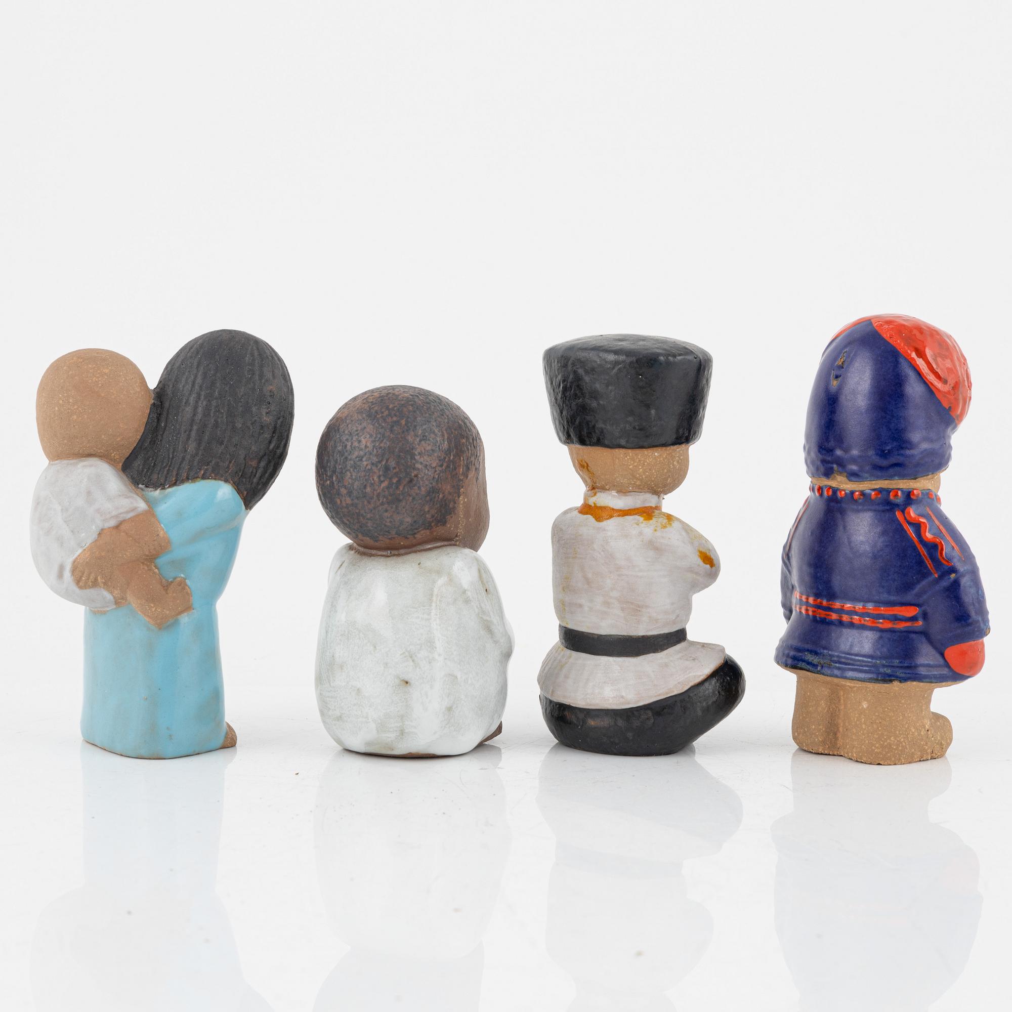 Lisa Larson, a set of four figurines, earthenware, Gustavsberg, Sweden.