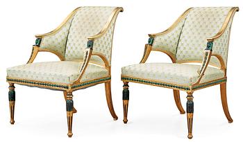 563. A pair of late Gustavian circa 1800 armchairs.
