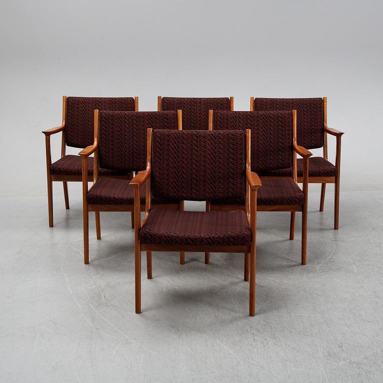 Karl Erik Ekselius, a set of six walnut chairs, JOC Möbel AB, Vetlanda, second half of the 20th Century.