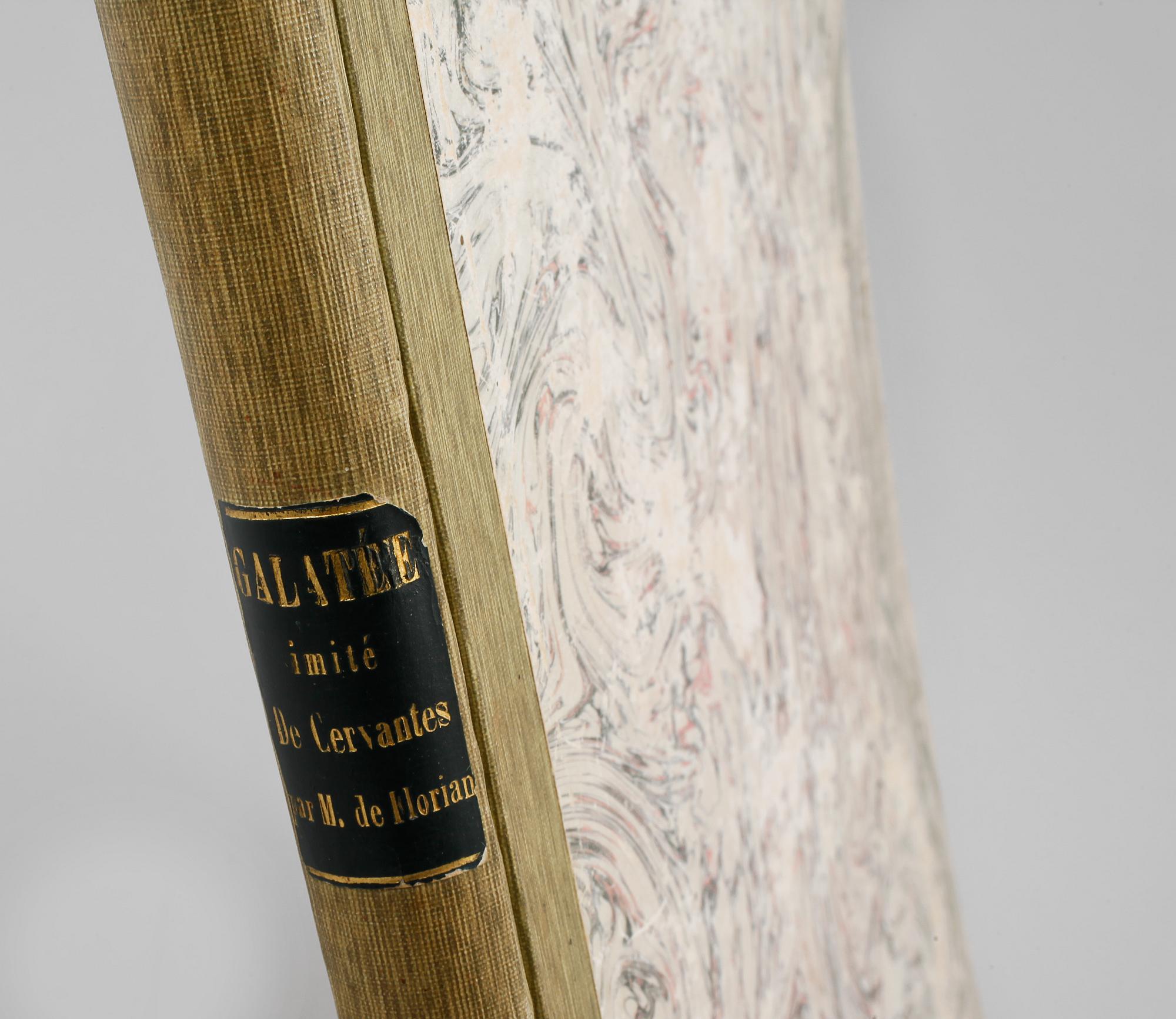 BOK, "Galatée, roman pastoral; imité de Cervantes", M de Florian, med 4 färggravyrer av M. Monsiau, Paris 1793.