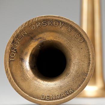 LJUSSTAKAR, ett par, mässing, Torben Orskov & Co, Danmark.