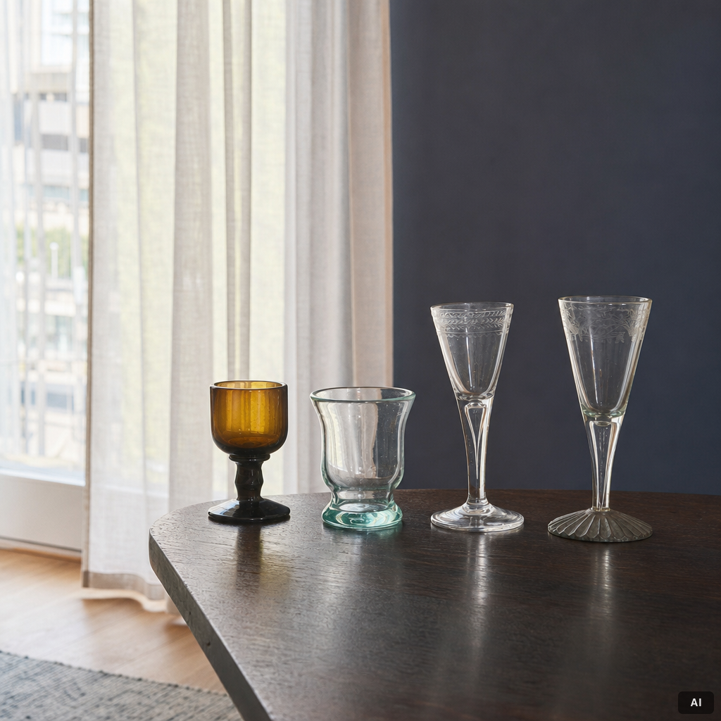 Glas, fyra stycken, Sverige, 1700-tal/tidigt 1800-tal.