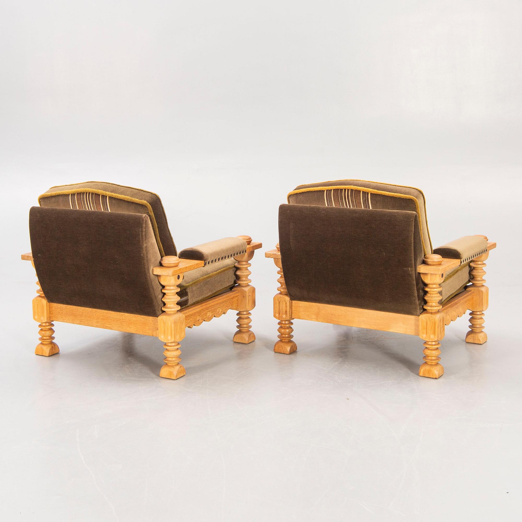 Armchairs, a pair, Denmark, 1970s.
