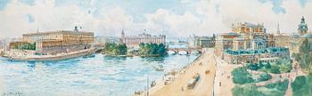 611. Anna Palm de Rosa, View over Norrbro with the Royal Castle and the Opera house, Stockholm.