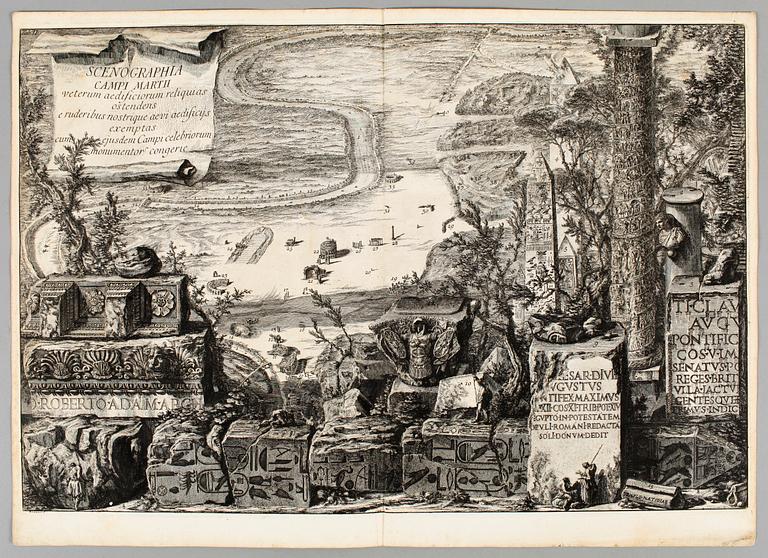 FRANCESCO PIRANESI, etsning. "Scenographia campi martii".