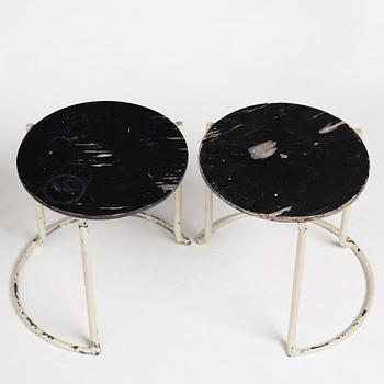Alvar Aalto, a pair of entrance hall stools for the Paimio Sanatorium, executed by Aug. Louhen Rautasänkytehdas ja Valimo Oy, ca 1932.