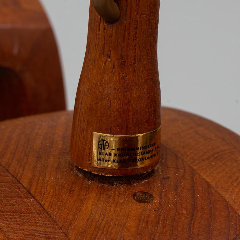 A Swedish 1950's-60's teak ceiling lamp.