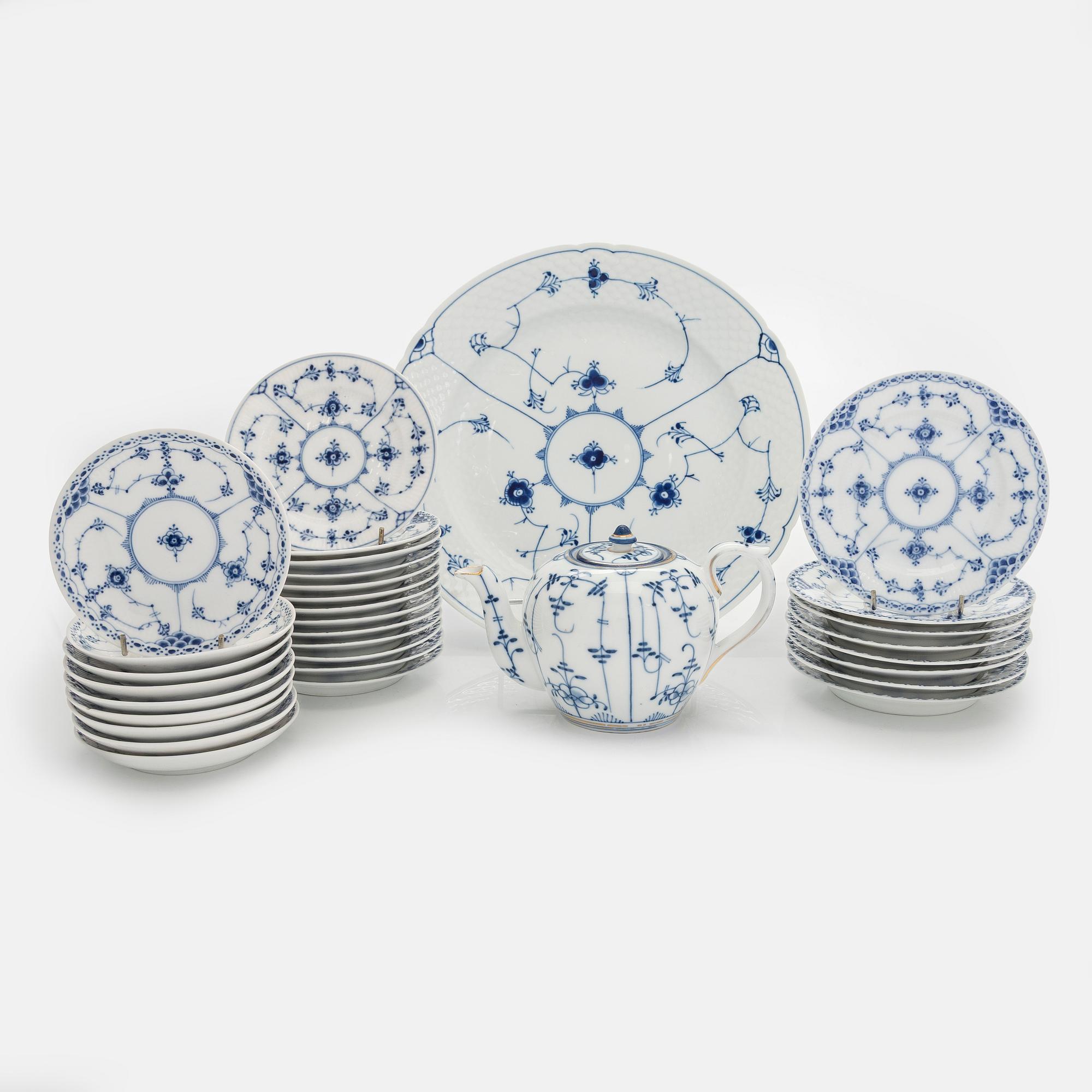 A 51-piece porcelain coffee and tea service, "Musselmalet", Royal Copenhagen, Denmark.