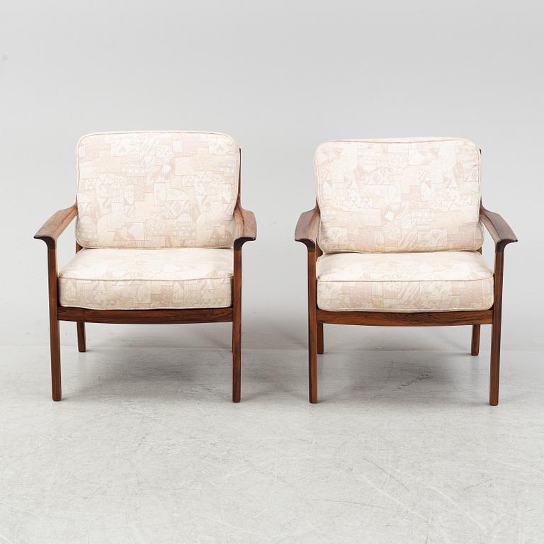 A pair of rosewood armchairs, Bröderna Andersson, 1950's/60's.