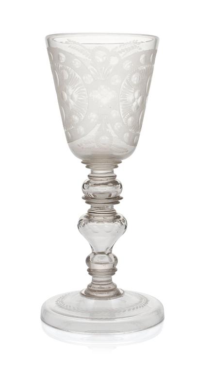 A large Bohemian goblet, 18th Century.
