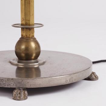 Nils Fougstedt, & Anna Petrus, a rare pewter and brass floor lamp, Svenskt Tenn, Stockholm 1929, model 763 A.