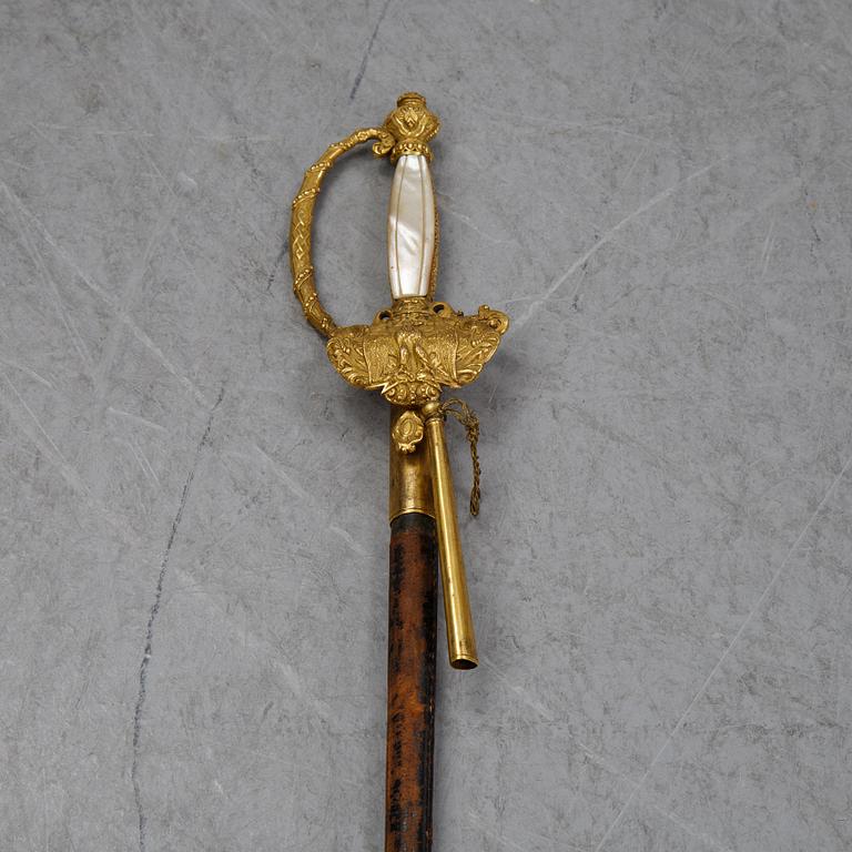 A french small sword with scabbard, early 19th Century.