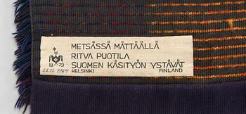 Ritva Puotila, rya, "Metsässä mättäällä",  Finska handarbetets vänner, circa 160 x 115 cm.