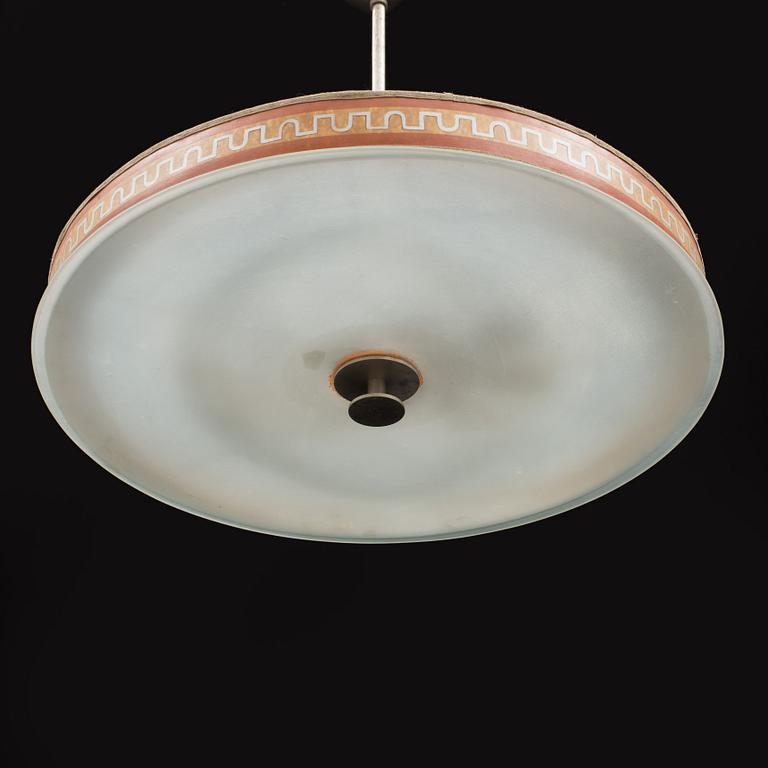 An art déco ceiling lamp.