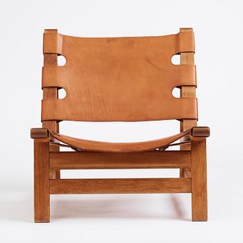 Børge Mogensen, an oak and natural brown leather easy chair model "2224", Fredericia Stolefabrik, Denmark, 1960s.