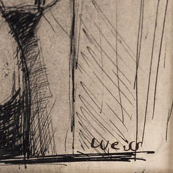 PETER WEISS, ink on paper, signed and dated 1946.