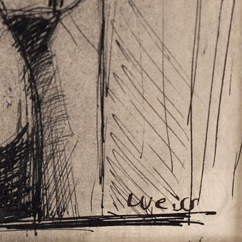 PETER WEISS, ink on paper, signed and dated 1946.