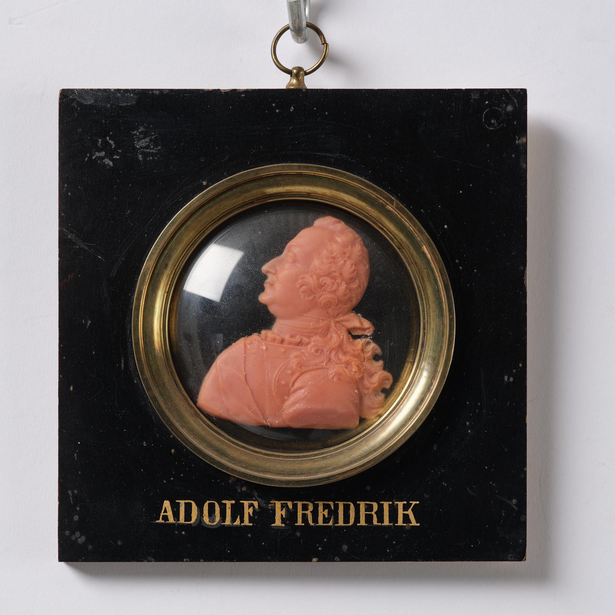 A set of twenty wax portraits of Swedish monarchs, late 19th century.