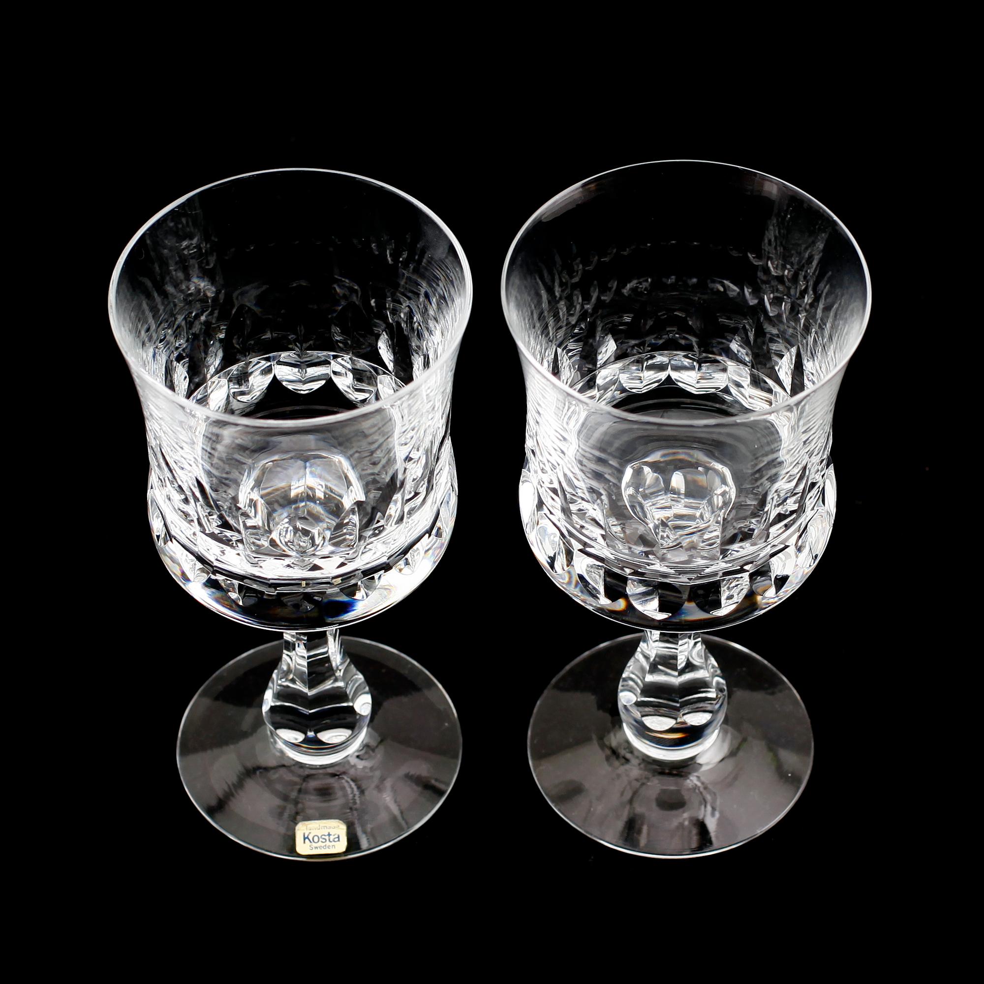 RÖDVINSGLAS, 12 st, "Prince", Göran Wärff, Kosta.