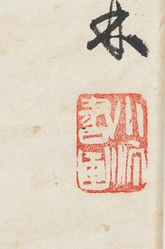 Cai Xiaoting, akvarell, Vattenbuffel, 1900-talets senare del.