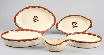 PARTI FLINTGODS, 5 delar, "Pyro", Wilhelm Kåge, Gustavsberg.