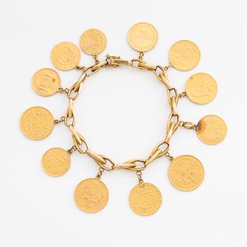 Bracelet 18K gold with gold coin.