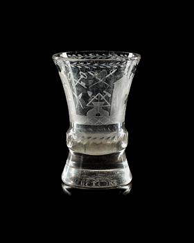 639. A late Gustavian free-masons beaker glass, early 19th Century.