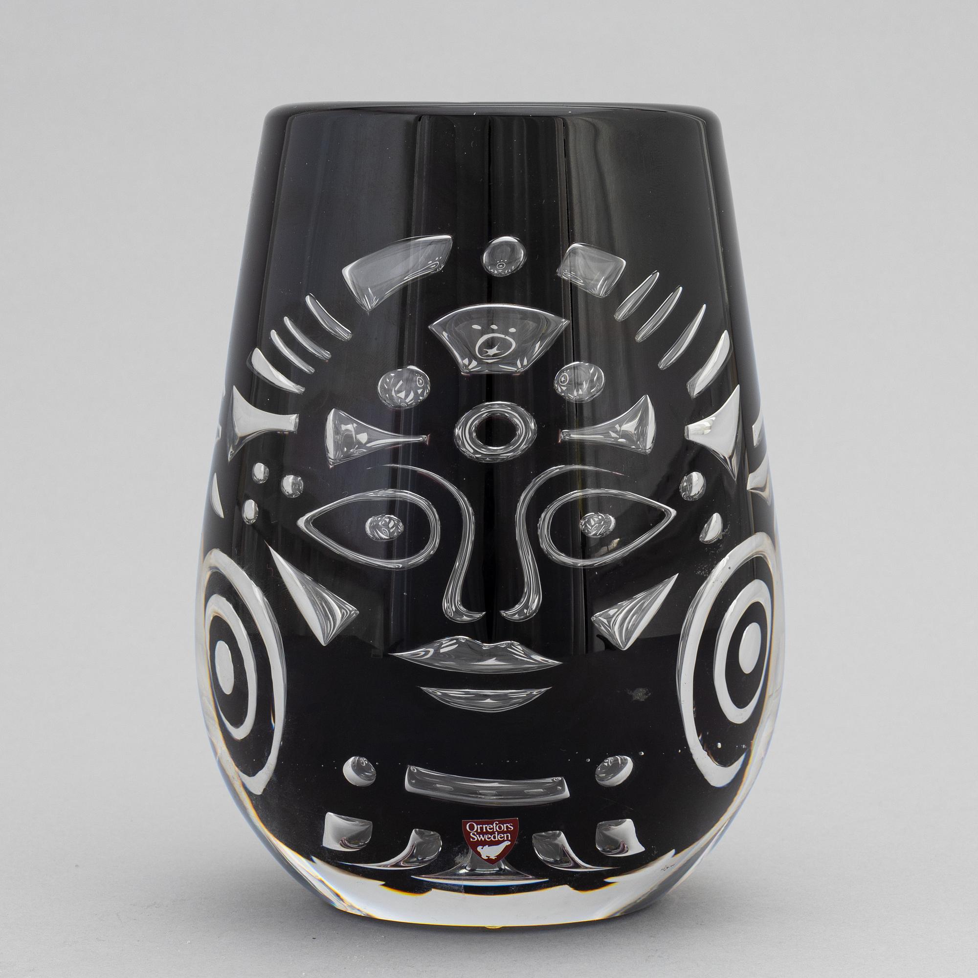 Lars Hellsten, vas, glas, "Kungen", signerad, Orrefors, 1988.