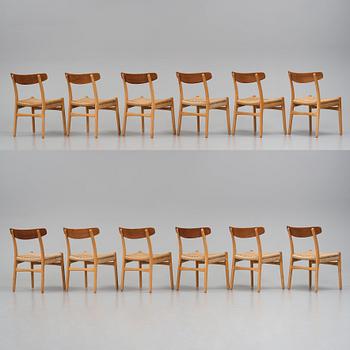 Hans J. Wegner, a set of 12 'CH-23' chairs, Carl Hansen & Son, Denmark 1950-60s.