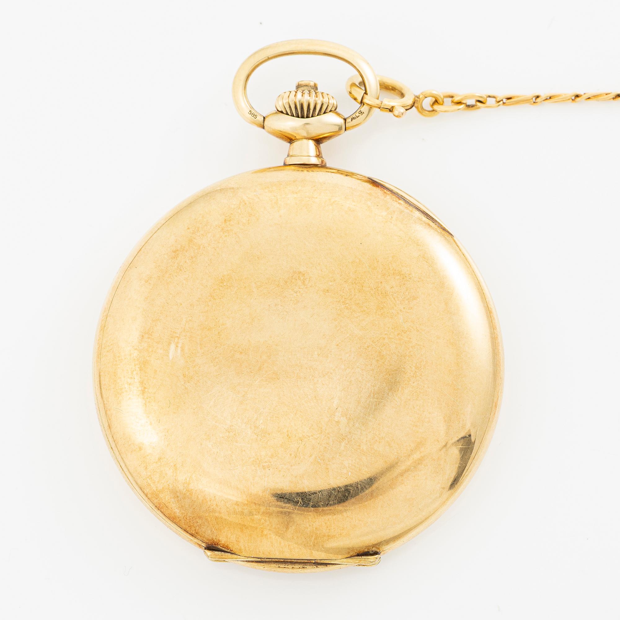 Lange-Uhr, Deutsche Uhrenfabrikation Glashütte, hunter, pocketwatch, 51,5 mm.