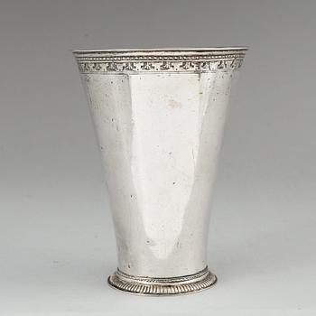 A Swedish 18th century parcel-gilt silver beaker, mark of Petter Lund, Stockholm 1723.