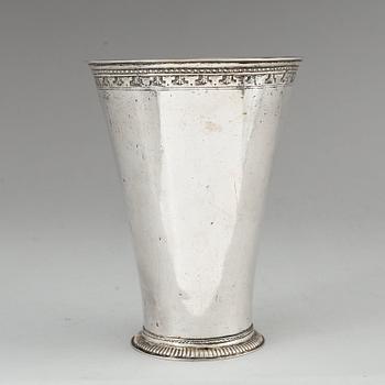 A Swedish 18th century parcel-gilt silver beaker, mark of Petter Lund, Stockholm 1723.