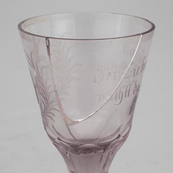 POKALGLAS, 2 st, Böhmen, 1700-talets andra hälft.