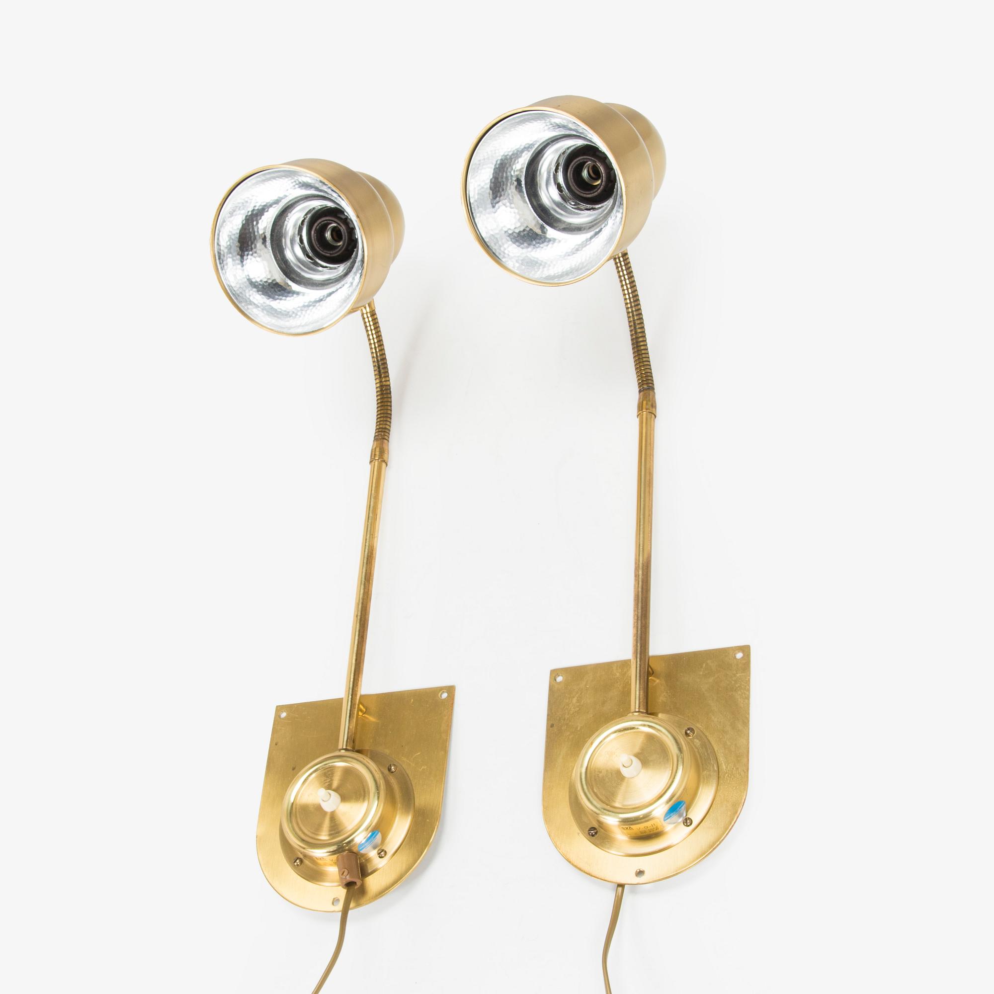 A pair of 1970s wall lights, EWÅ, Värnamo.