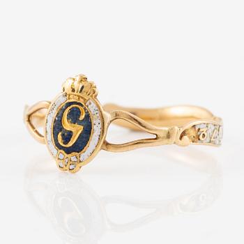 Revolution ring, King Gustav III, gold and enamel.