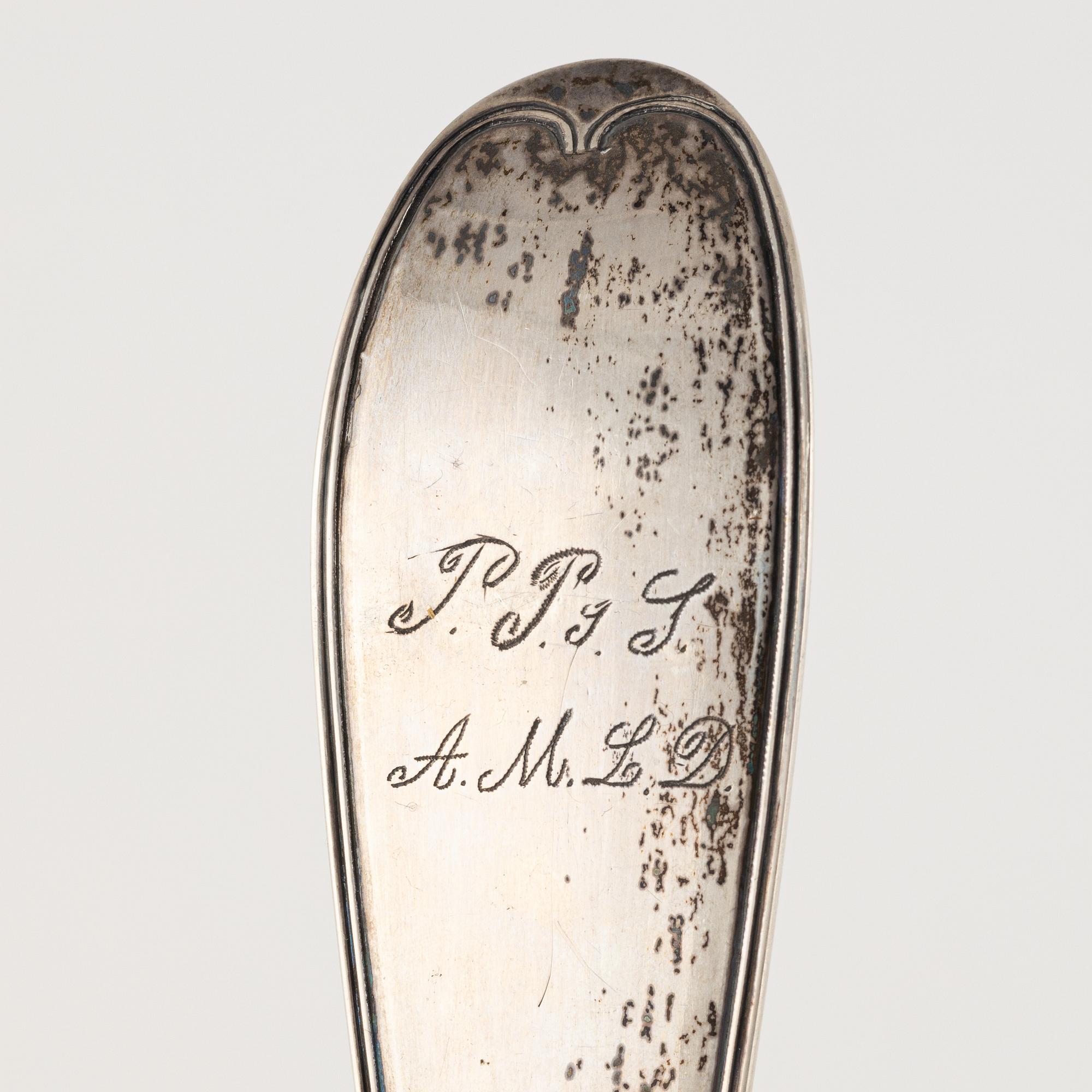A silver soup lable by Johan Niklas Palm, Visby, Sweden, 1851.