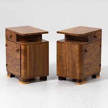 Sängbord, ett par, art deco-stil, 1900-talets mitt.