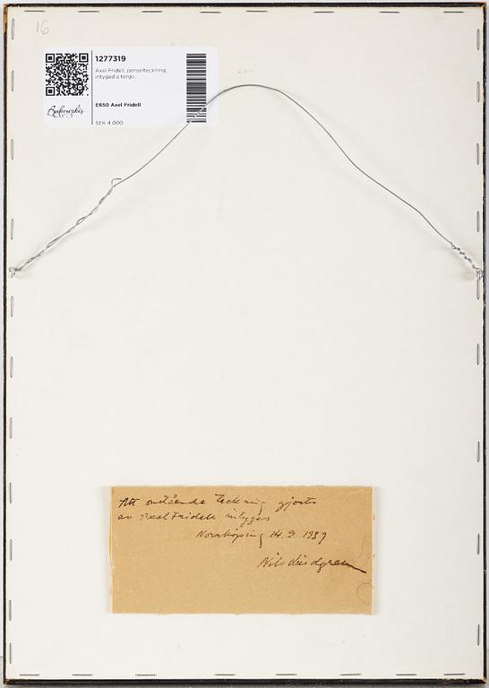 Axel Fridell, brush drawing, certified verso, executed around 1932.