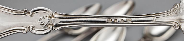 SKEDAR, 6+2, silver, "Olga", flertal mästare, bla JohanTheodor Palmgren i Norrköping, mest 1800-tal. Totalvikt ca 280 g.