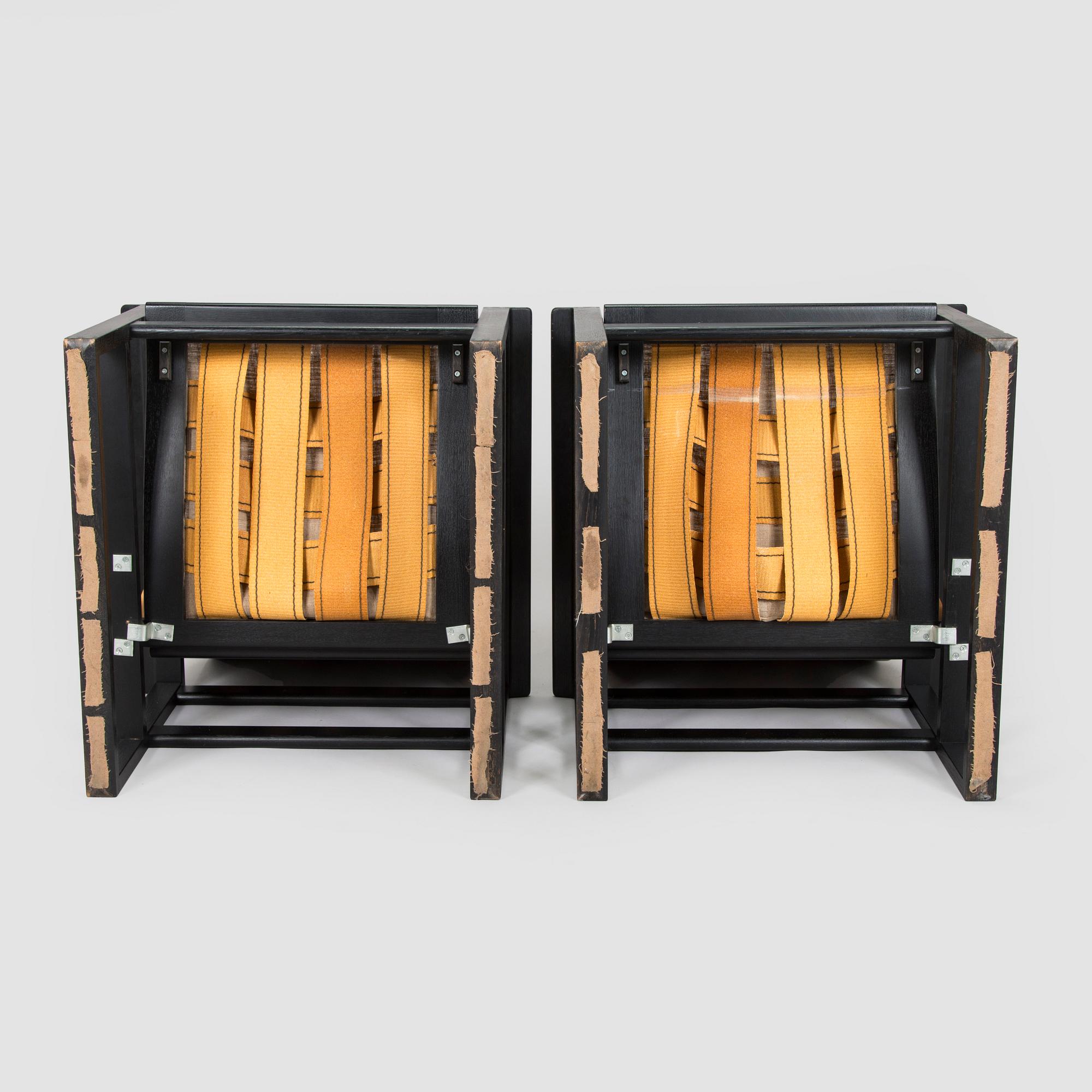 Børge Mogensen, armchairs, a pair model 2254, "Highback Easy Chair"/"Släden",  Fredericia Stolefabrik, Denmark.