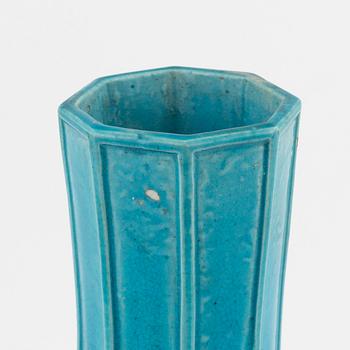 A turquoise glazed vase, 19th Century, presumably, French, Samson.