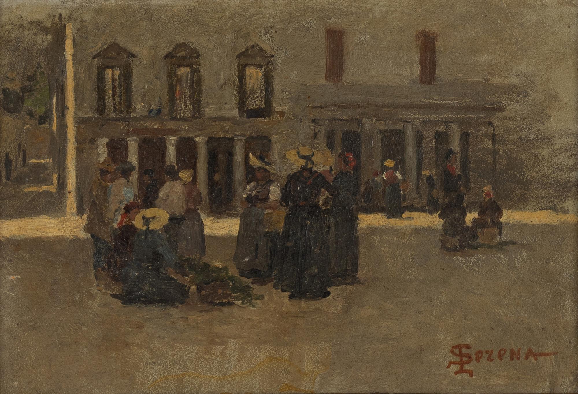 Luigi Serena, oil on paper-panel, signed.
