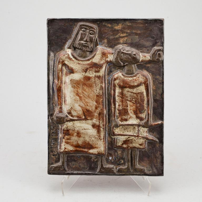 VÄGGRELIEF, stengods, Åke Holm, signerad.