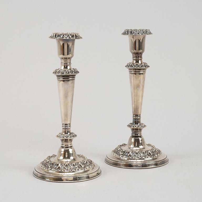 A pair of 19th century silver-plated candlesticks.