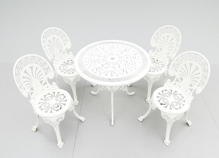 TRÄDGÅRDSGRUPP, 5 delar, aluminium, 1900-talets andra hälft.