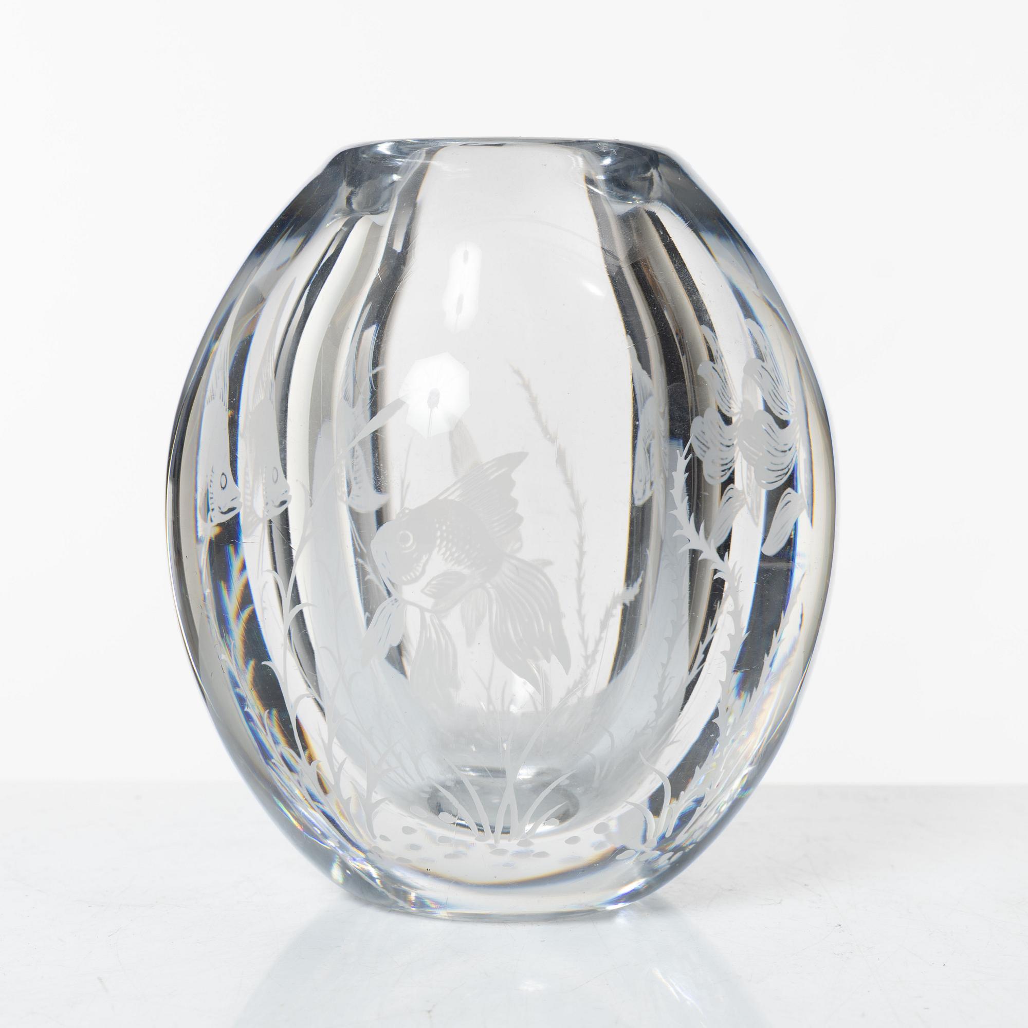 Edward Hald, a 'graal' glass vase, Orrefors 1949.